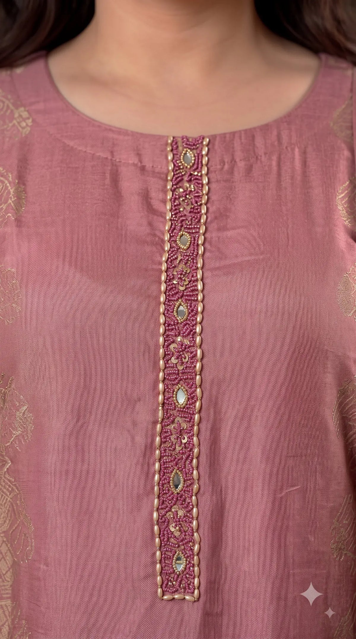 Pakistani Soft Pink Banarsi Pakistani Designer Suit with Floral Embroidery, Pearl, Bead & Mirror Work
