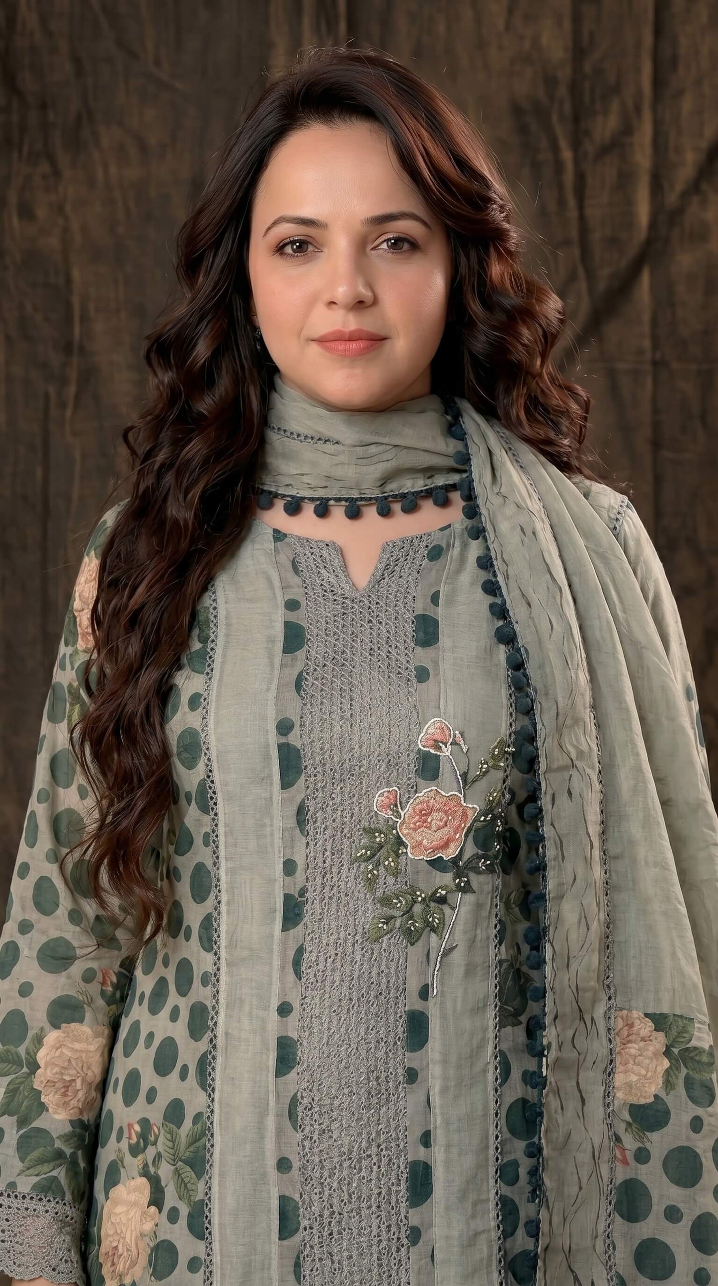 Premium Linen Cotton Pakistani Suit with Lace Work & Printed Dupatta