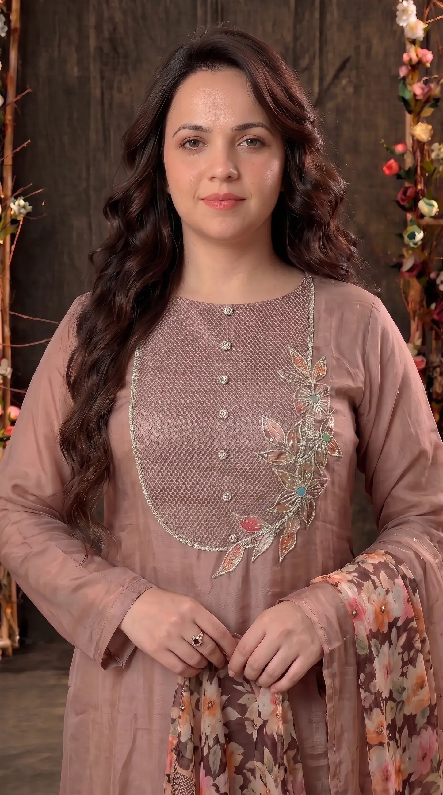 Dusty Rose Floral Designer Suit
